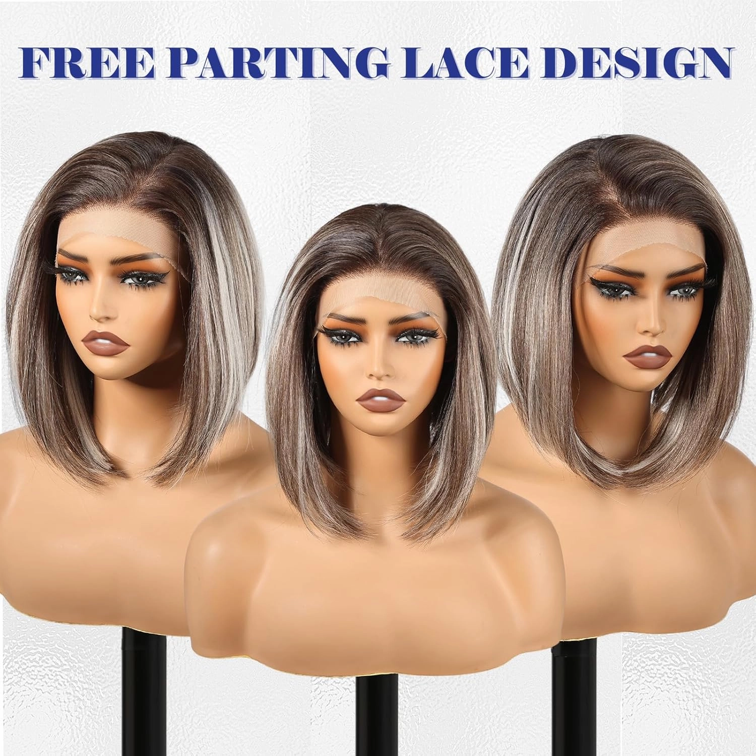 HAIRCUBE 13x6 HD Synthetic Lace Front Wig, 10 Inch Ash Blonde Bob Wig Natural Density Hairline Straight Glueless Wig for Women Daily Use