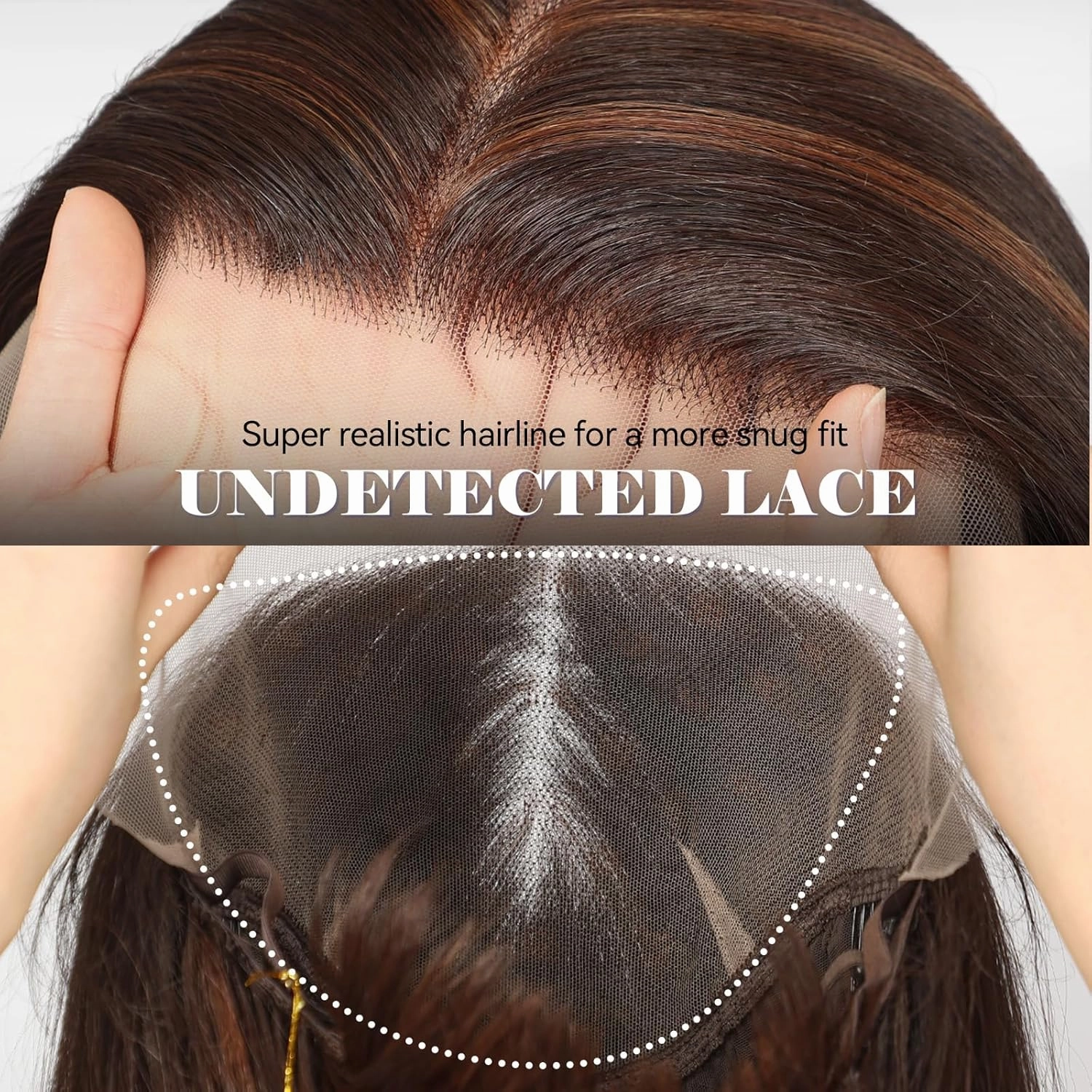 HAIRCUBE 13x6 HD Synthetic Lace Front Wig, 10 Inch Brown with Highlight Bob Wig Natural Density Hairline Straight Glueless Wig for Women Daily Use