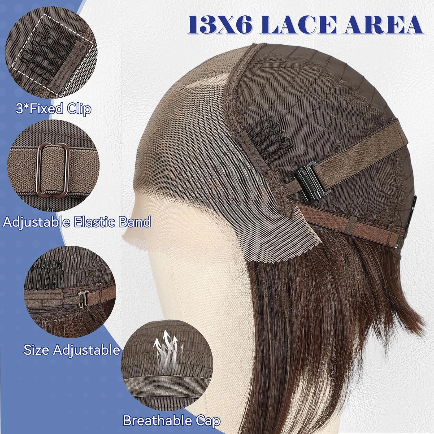 HAIRCUBE 13x6 HD Synthetic Lace Front Wig, 10 Inch Brown with Highlight Bob Wig Natural Density Hairline Straight Glueless Wig for Women Daily Use