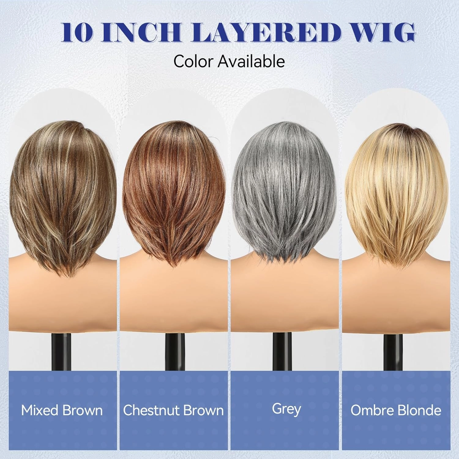 HAIRCUBE Gray Synthetic Lace Front Wig, 10 Inch Layered Glueless Bob Wig, Natural Density Hairline Wigs for Women Daily Use