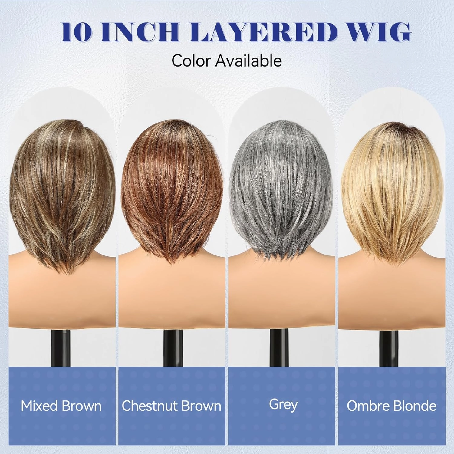 HAIRCUBE Gray Synthetic Lace Front Wig, 10 Inch Layered Glueless Bob Wig, Natural Density Hairline Wigs for Women Daily Use