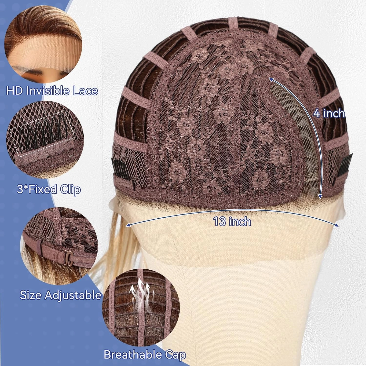 HAIRCUBE Ombre Blonde Hightlight Synthetic Lace Front Wig, 10 Inch Layered Glueless Bob Wig, Natural Density Hairline Wigs for Women Daily Use