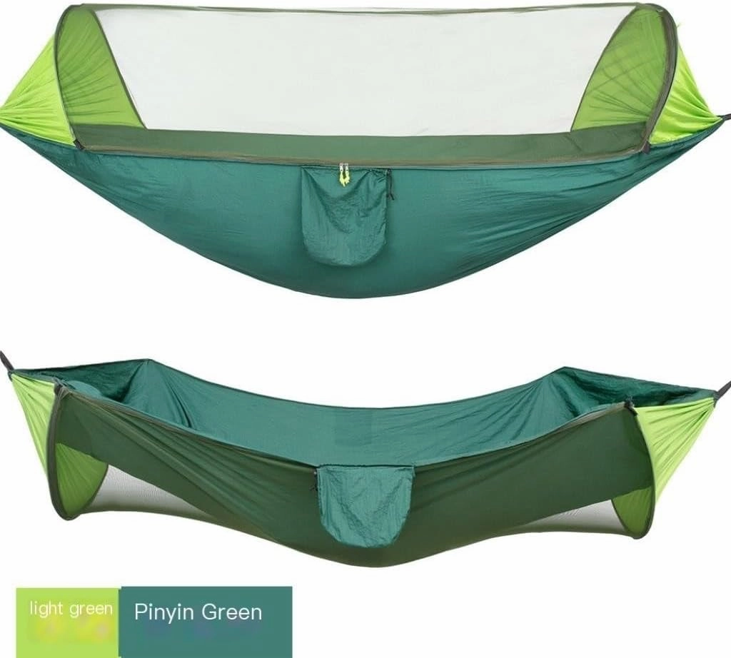 Hamock Automatic Quick-Opening Mosquito Net Hammock Camping Outdoor Sunshade Anti-Mosquito Hammock Tent Indoor Swing Hanmock(A)
