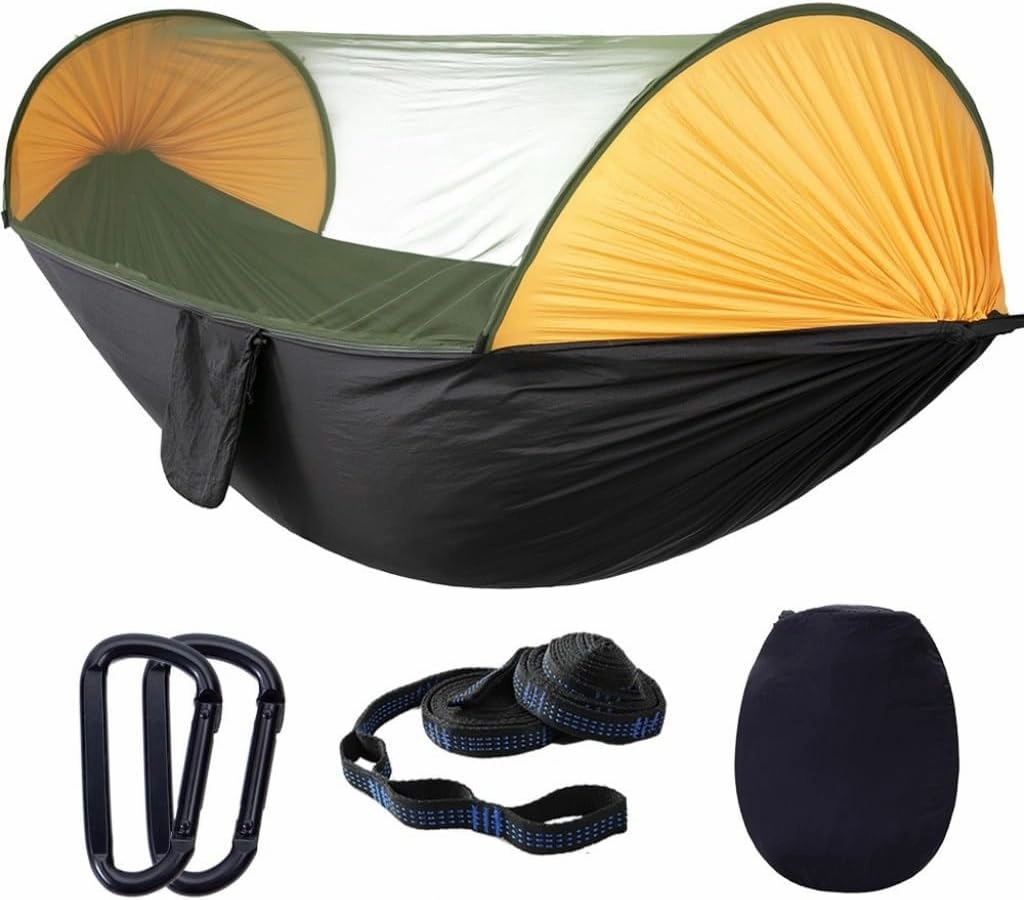 Hamock Automatic Quick-Opening Mosquito Net Hammock Camping Outdoor Sunshade Anti-Mosquito Hammock Tent Indoor Swing Hanmock(A)