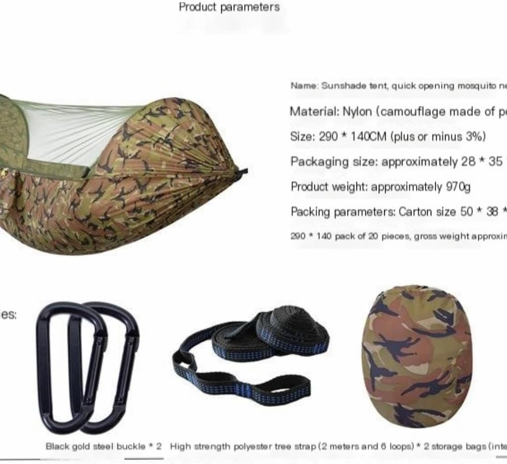 Hamock Automatic Quick-Opening Mosquito Net Hammock Camping Outdoor Sunshade Anti-Mosquito Hammock Tent Indoor Swing Hanmock(A)