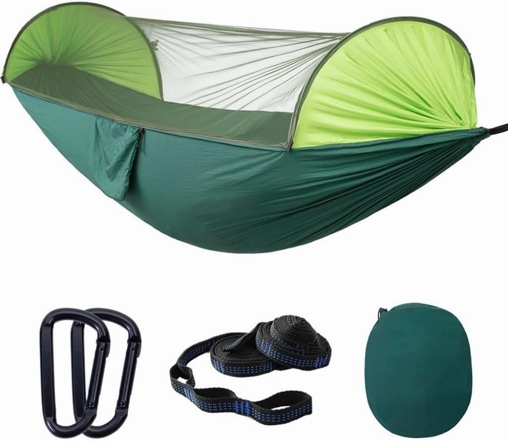 Hamock Automatic Quick-Opening Mosquito Net Hammock Camping Outdoor Sunshade Anti-Mosquito Hammock Tent Indoor Swing Hanmock(A)