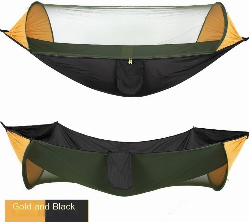 Hamock Automatic Quick-Opening Mosquito Net Hammock Camping Outdoor Sunshade Anti-Mosquito Hammock Tent Indoor Swing Hanmock(A)