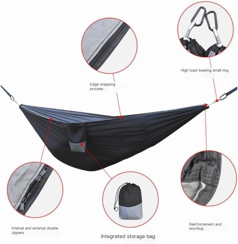 Hamock Canopy Mosquito Net Hammock Set Tent Parachute Cloth Camping Automatic Anti-Mosquito Mosquito Net Hammock Hanmock(A)