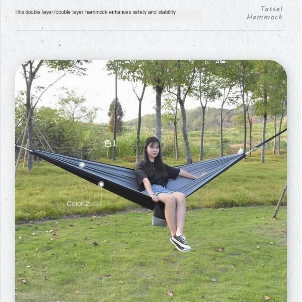 Hamock Canopy Mosquito Net Hammock Set Tent Parachute Cloth Camping Automatic Anti-Mosquito Mosquito Net Hammock Hanmock(A)