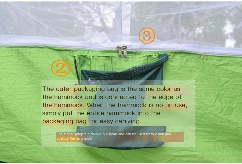 Hamock Outdoor Camping Outdoor Mosquito Net Hammock Double 210T Nylon Anti-Mosquito Parachute Cloth Air Camping Tent Hanmock(Gray)