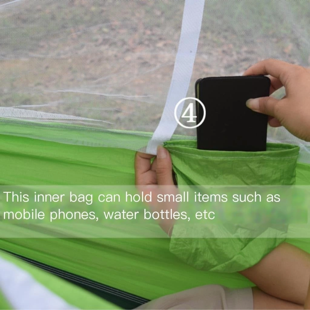 Hamock Outdoor Camping Outdoor Mosquito Net Hammock Double 210T Nylon Anti-Mosquito Parachute Cloth Air Camping Tent Hanmock(Gray)