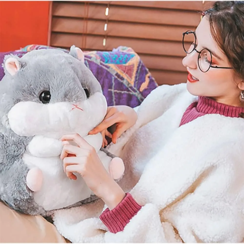Hamster Plushie Toy Hamster Stuffed Animal Plush Toy Birthday Xmas Gift for Kids Boys Girls (15.6inch, Grey)