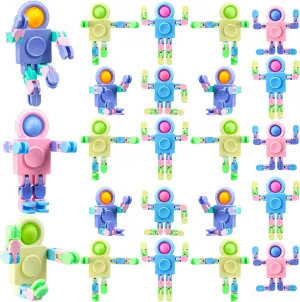 Hanaive 48 Pcs Robot Fidget Spinners Transformable Fingertip Gyro Chain Toy Deformable DIY Stress Relief Fidget Sensory Toys Adults Piñata Goodie Bag Birthday School Gift
