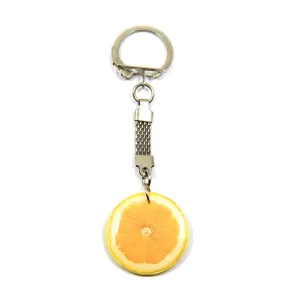 Handmade Fruit Keychain Handbag Charm Lemon Keyring Vegeterian Gift Idea Polymer Clay Key Chain Slice Bright Jewelry Gift for Girl