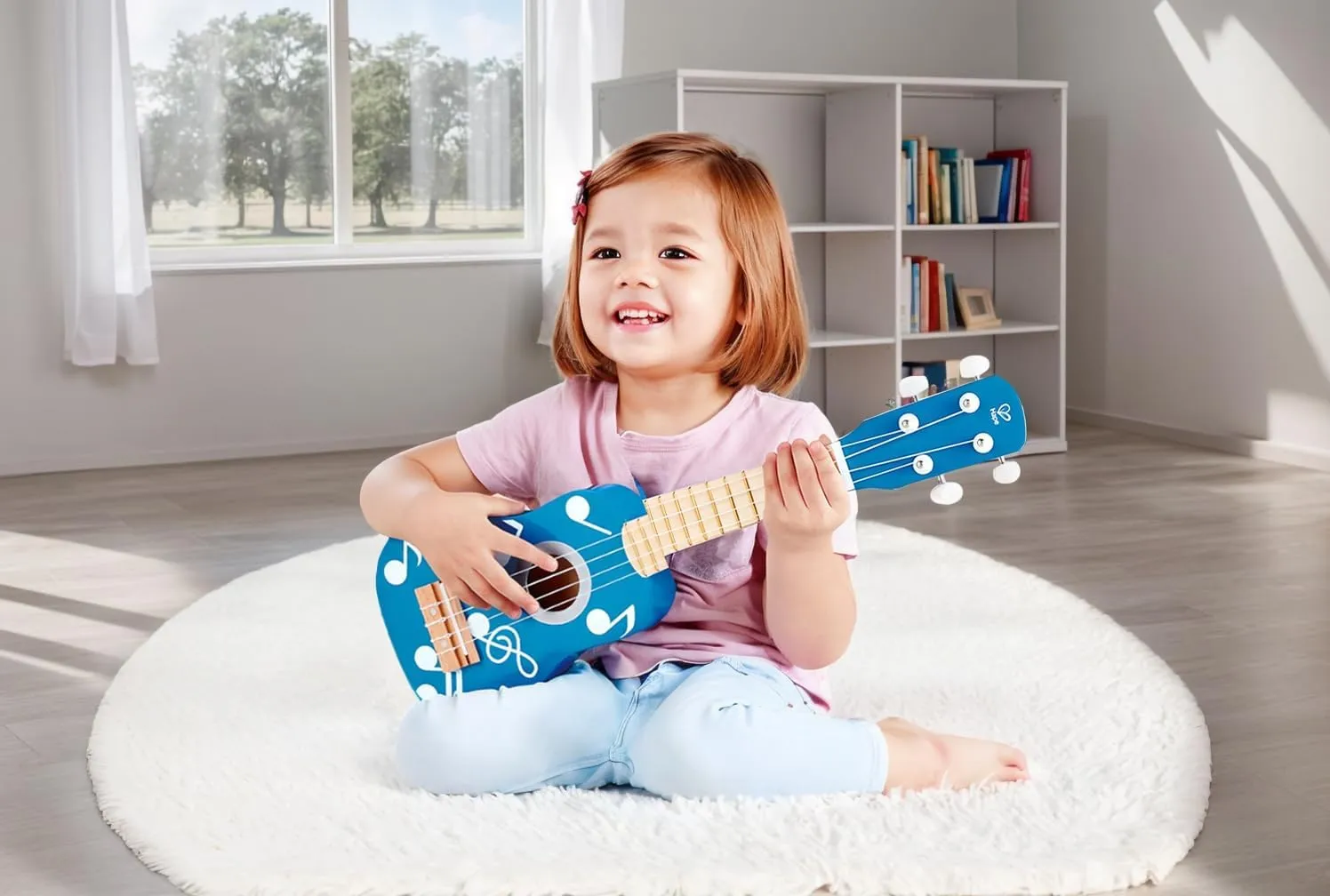 Hape Kid's Wooden Toy Ukulele in Multicolor