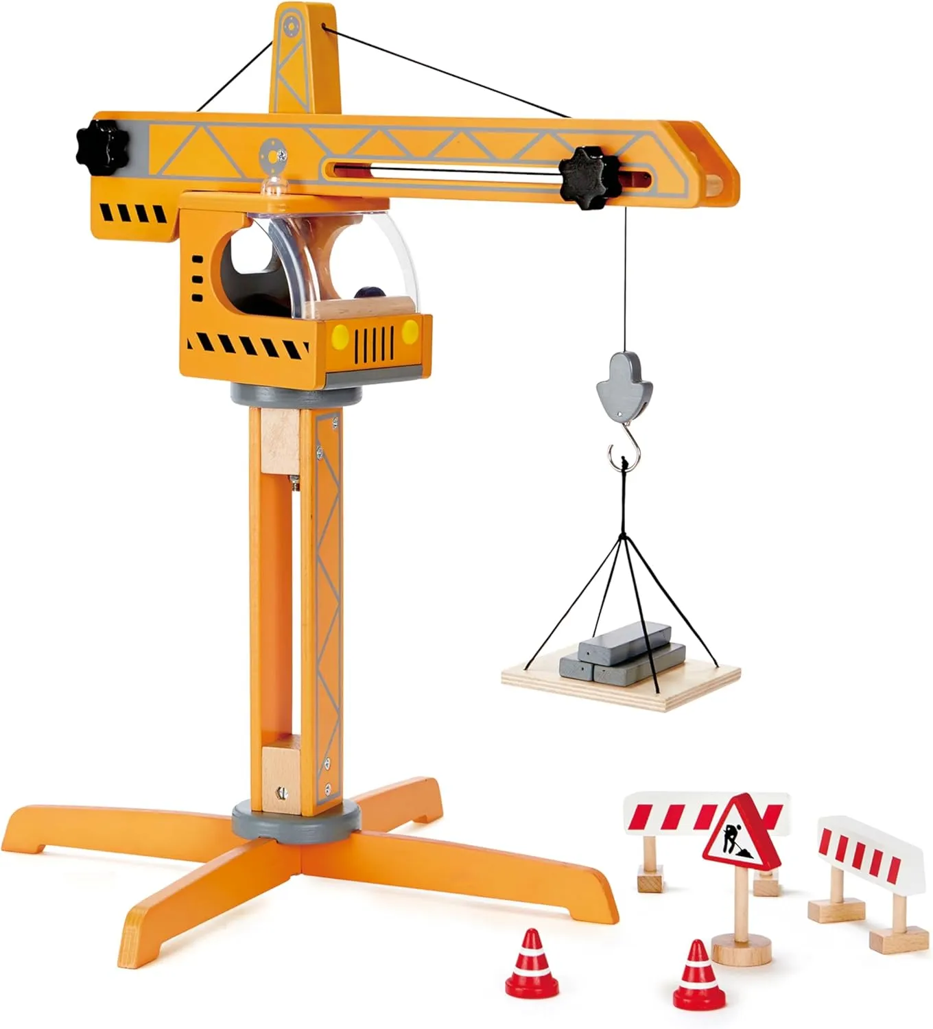 Hape Playscapes Crane Lift Playset| Construction Truck Vehicle Playset for Kids