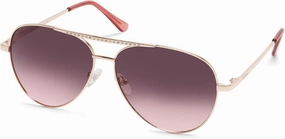 Harley-Davidson Womens Aviator Sunglasses, Rose Gold Frame & Gradient Brown Lens