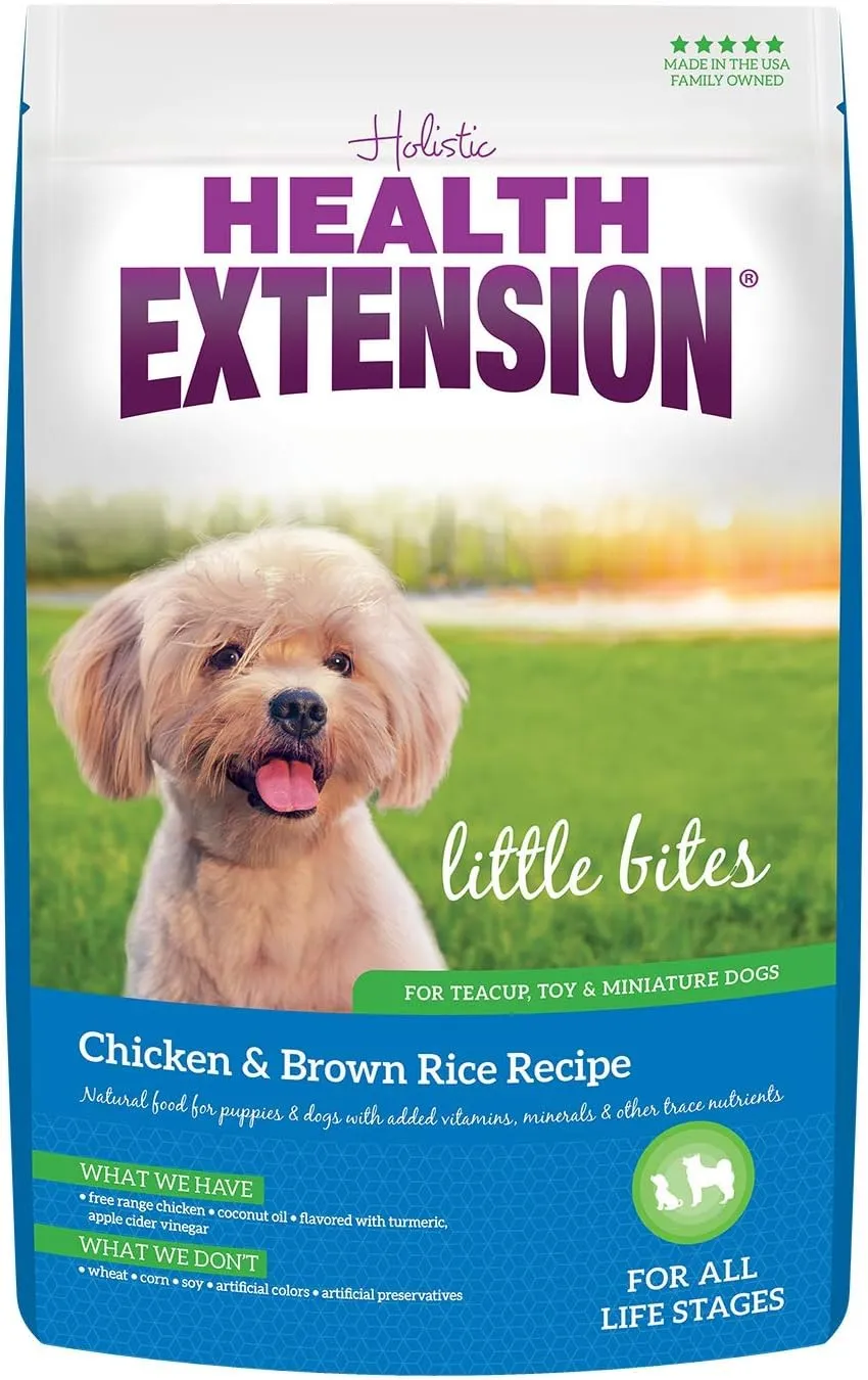 Health Extension Little Bites Chicken & Brown Rice Dry Dog Food (4 lb / 1.8 Kg) - Natural with Probiotics and Superfoods for Teacup, Toy & Small Breeds