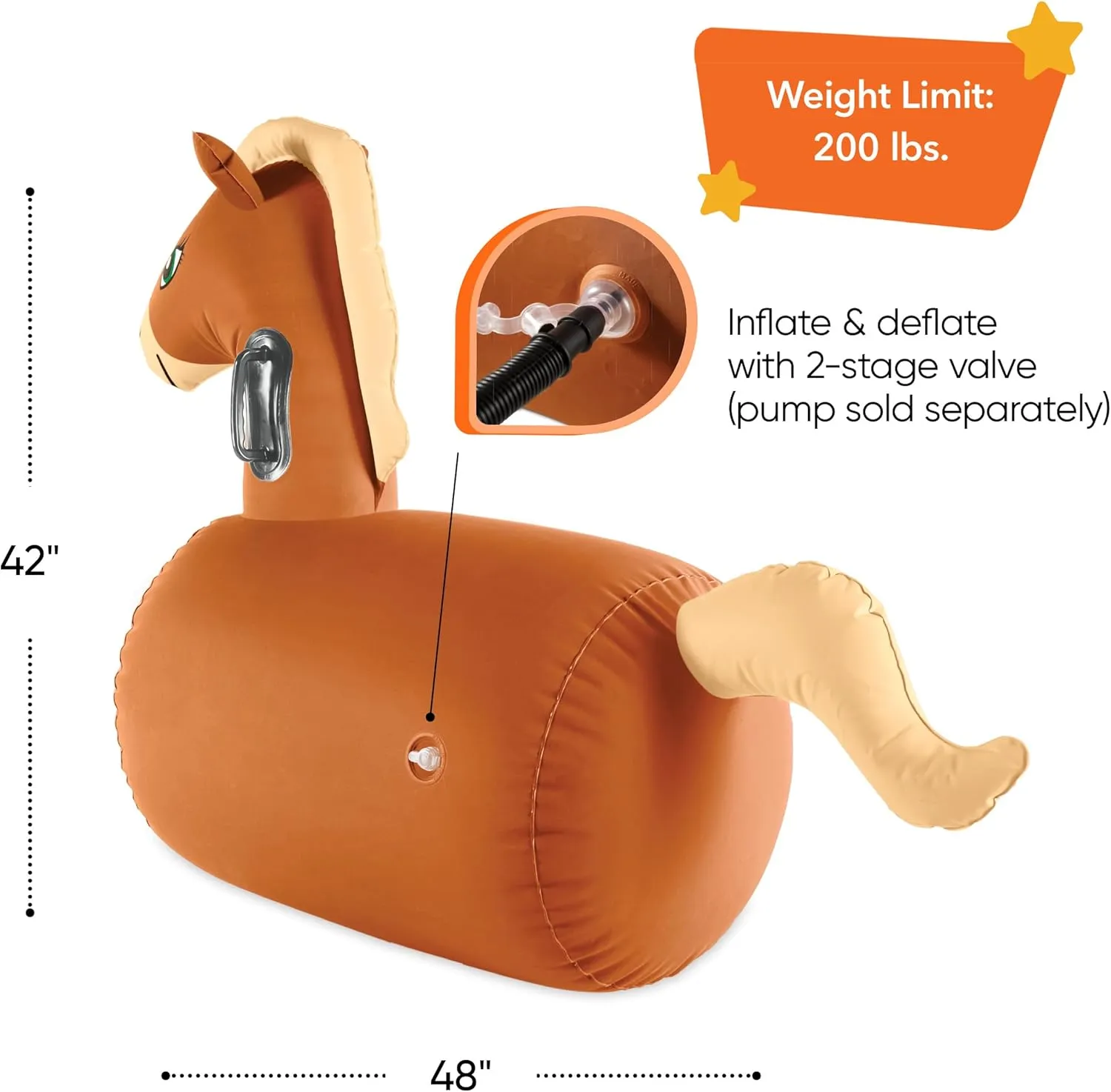 Hearthsong Hop N Go Inflatable Riding Bouncy Horse Hopping Toys for Kids Ages 5  - Ride On Bouncer Animal Hopper Jumping Toys for Outdoor Games