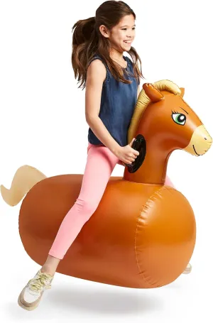 Hearthsong Hop N Go Inflatable Riding Bouncy Horse Hopping Toys for Kids Ages 5  - Ride On Bouncer Animal Hopper Jumping Toys for Outdoor Games