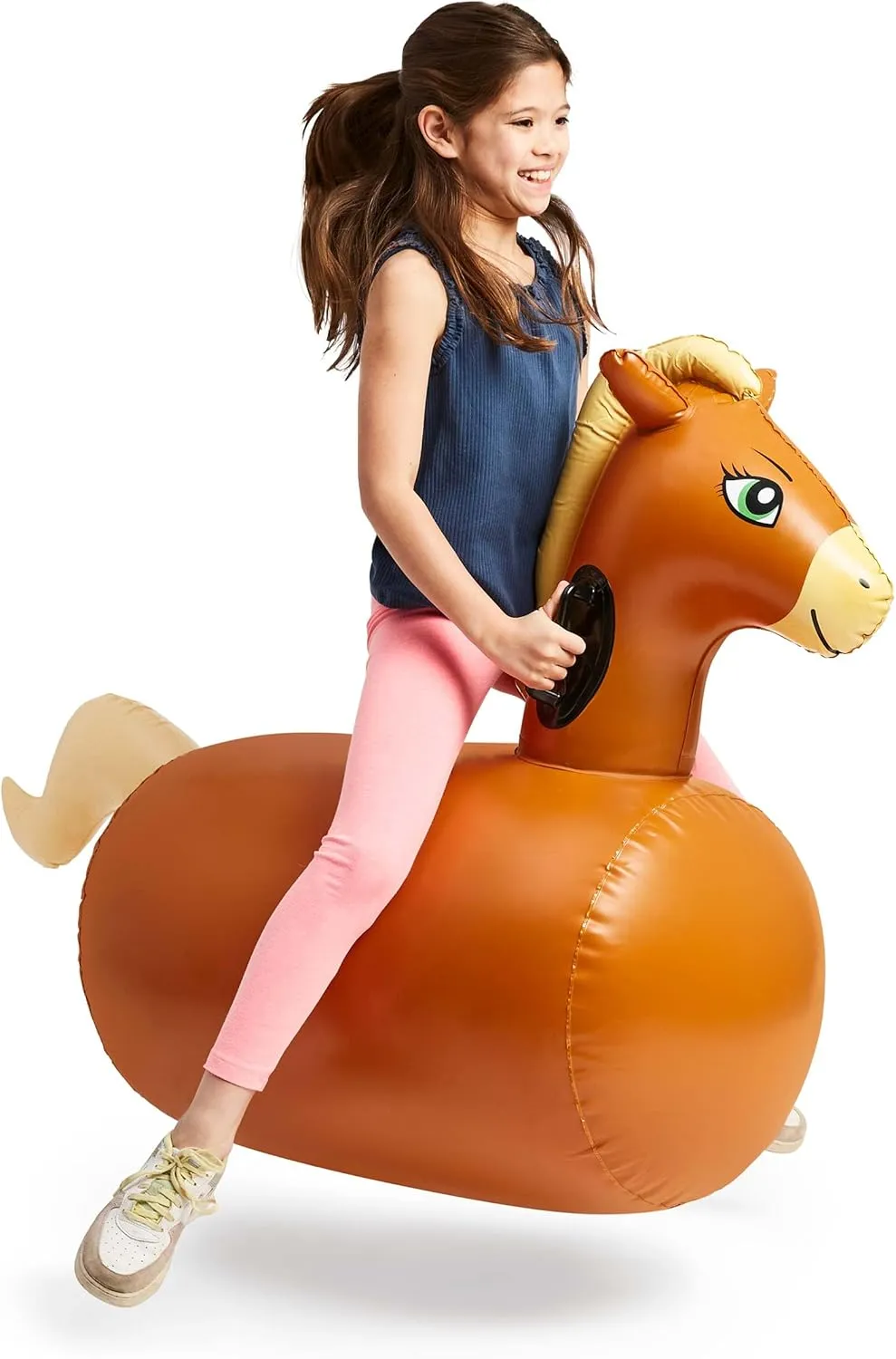 Hearthsong Hop N Go Inflatable Riding Bouncy Horse Hopping Toys for Kids Ages 5  - Ride On Bouncer Animal Hopper Jumping Toys for Outdoor Games