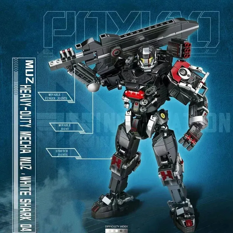 Heavy Duty Mecha Robot MU2 White Shark Bricks Toy 802pcs
