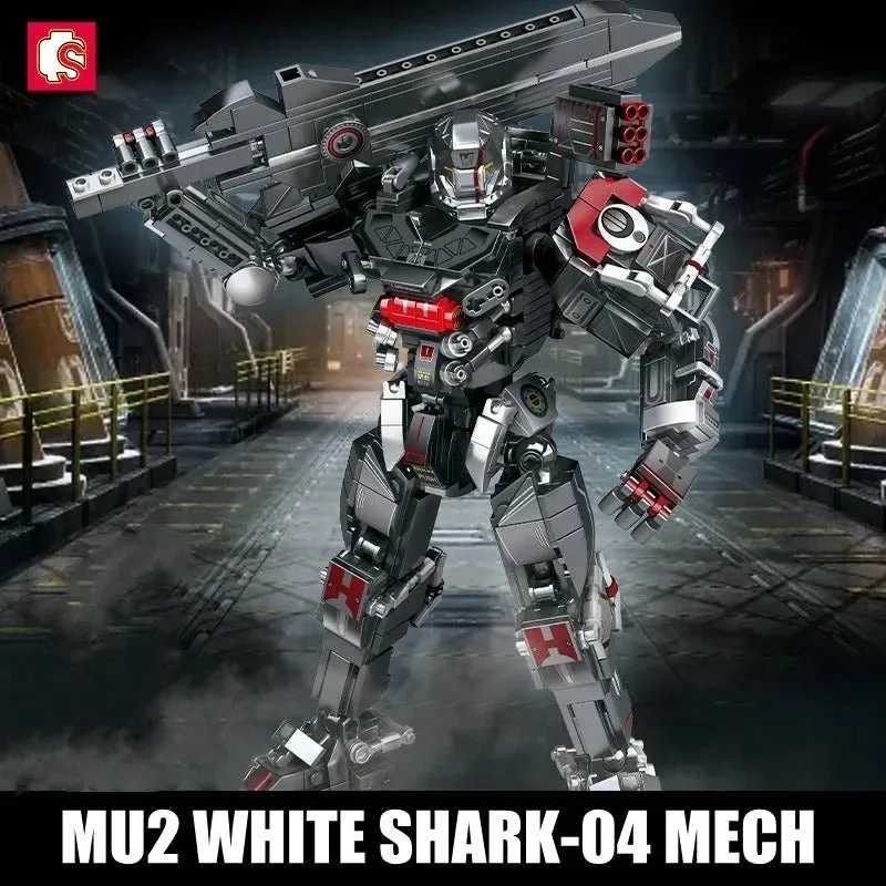 Heavy Duty Mecha Robot MU2 White Shark Bricks Toy 802pcs