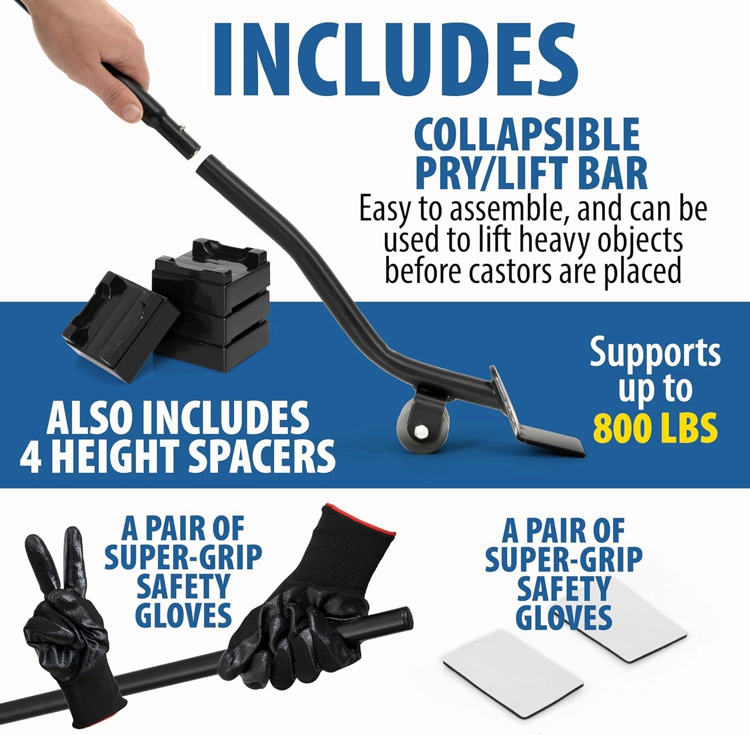 Heavy Duty Furniture Movers with Wheels-Set of 4, Furniture Dolly&Lifter Tool with 2000 lbs Load Capacity, Easy Sliders Dolly for Moving Appliances, Sofa, Tables, Refrigerators, Cabinet, and Piano