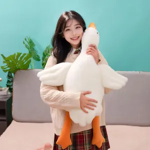 Heionia Giant Goose Stuffed Animal Soft Goose Plush Pillow Cute Duck Plush Toy Swan Plushie Sleeping Hugging Pillows（35.4inch/90cm）