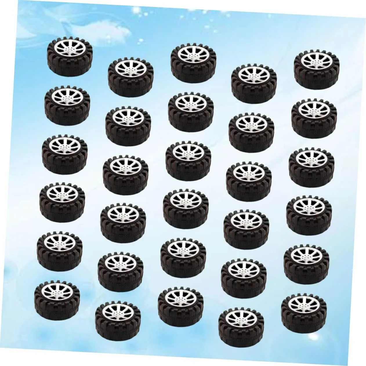 Hemoton 90pcs Plastic Toy Car Wheels Accessories for Handmade Crafts Compatible Shafts Black Round Wheels for Model Cars and Creative Projects
