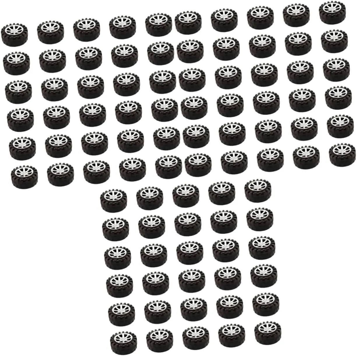 Hemoton 90pcs Plastic Toy Car Wheels Accessories for Handmade Crafts Compatible Shafts Black Round Wheels for Model Cars and Creative Projects