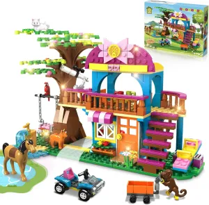 HOGOKIDS Tree House Building Sets with LED Light - Jungle Treehouse Building Toy with Car Horse Animals Swing Playset 433PCS Forest House Building Kit Birthday Gift for Kids Girls Boys Age 6-12 Years