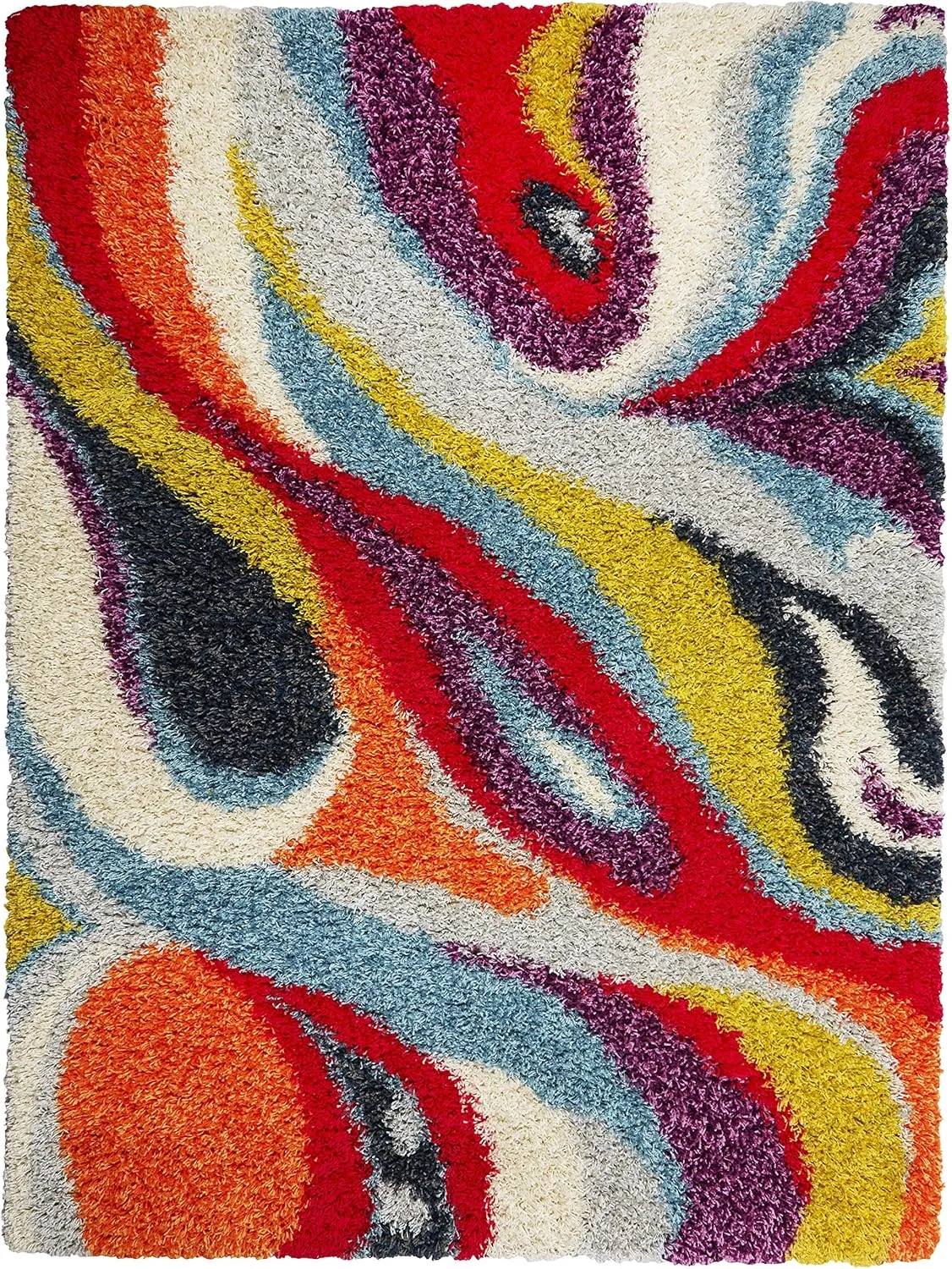 Home Dynamix Christian Siriano New York Montana Clay Abstract Shag Area Rug, 3'3"x4'6", Red/Blue