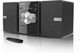 Home Stereo System with CD Player, FM Radio, Bluetooth, AUX in, USB in, Earphone Jack, Remote Control Included, 30W HiFi Shelf Stereo System