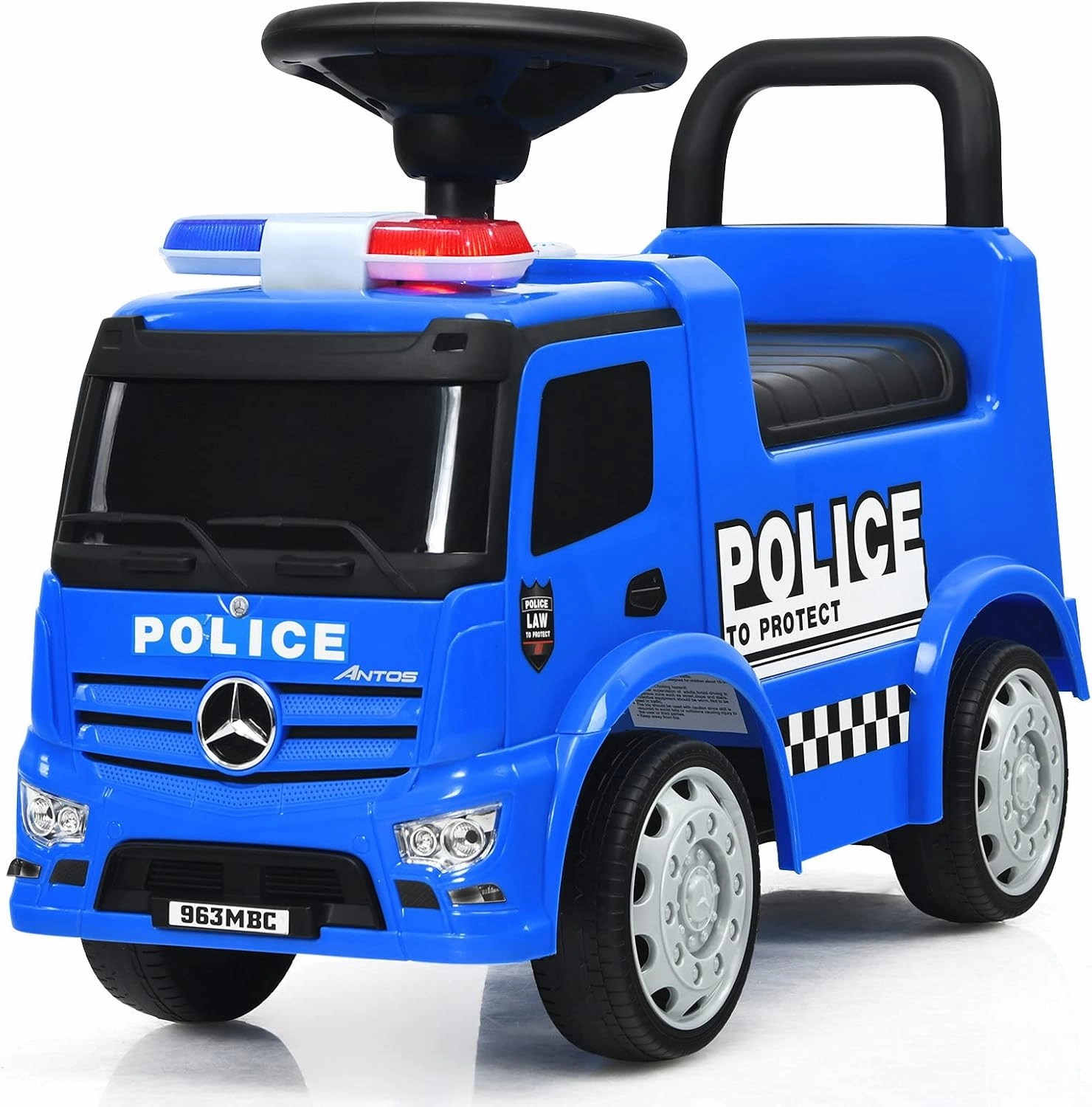 HONEY JOY Ride On Push Car, Licensed Mercedes Benz Push Cars for Toddlers w/Horn, Music, Lights, Under Seat Storage, Foot-to-Floor Ride On Fire Truck Toy for Kids Boys Girls 1-3, Blue