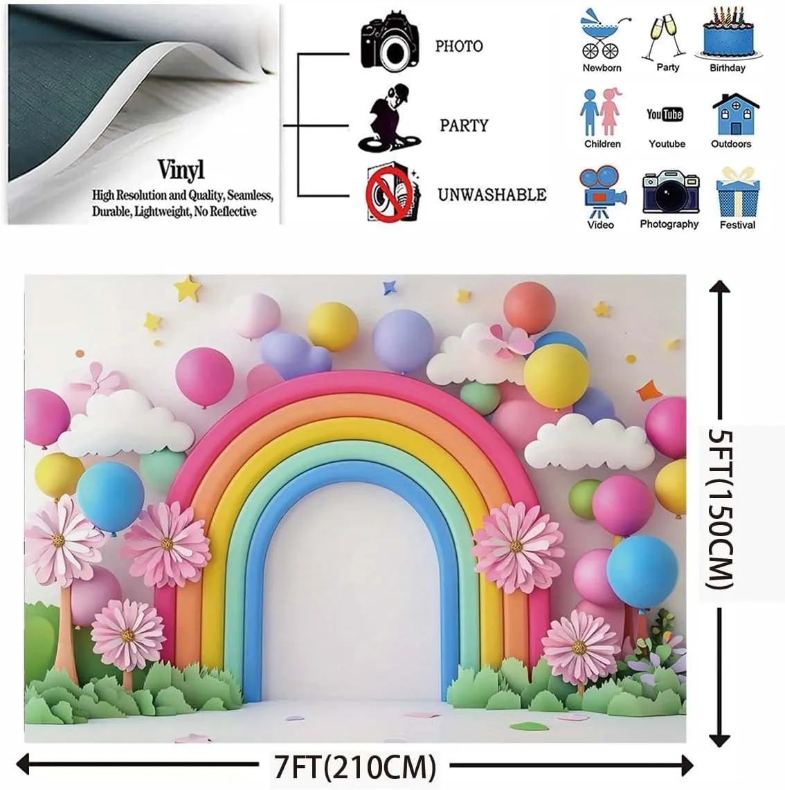 Hot Air Balloon Cloud Star Bear Travel Birthday Backdrop Bear Newbown 1st Birthday Cake Backdrop Blue Wall Cloud Star Baby Shower Decoration Backdrop (Pink, 7x5feet)