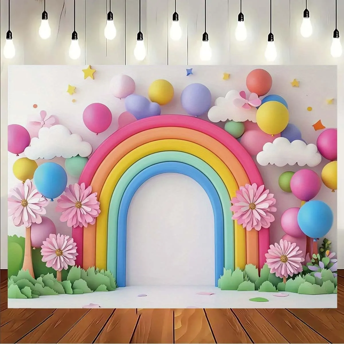 Hot Air Balloon Cloud Star Bear Travel Birthday Backdrop Bear Newbown 1st Birthday Cake Backdrop Blue Wall Cloud Star Baby Shower Decoration Backdrop (Pink, 7x5feet)