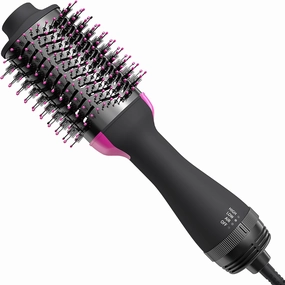 Hot Air Brush One-Step Hairdryer and Styler Volumizer: Blow Dryer Brush for Drying, Volumizing, Smoothing - Heated Brush with 75 mm Oval Barrel