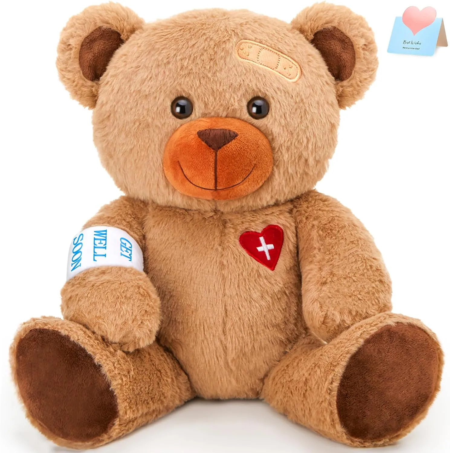 Houwsbaby 12" Get Well Soon Teddy Bear Stuffed Animal Get Well Soon Bear Stuffed for Kids Adult After Surgery Presents for Infant Broken Arm Teddy Bear Feel Better Bear