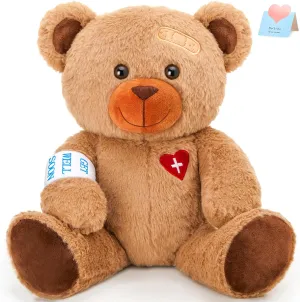 Houwsbaby 12" Get Well Soon Teddy Bear Stuffed Animal Get Well Soon Bear Stuffed for Kids Adult After Surgery Presents for Infant Broken Arm Teddy Bear Feel Better Bear