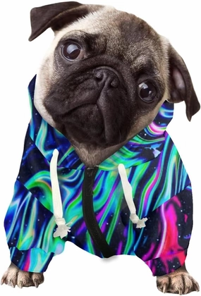 Howilath Dog Hooded Trench Coat Windproof, Fluid Green Abstract Elegant Dog Hoodies Puppy Zipper for Small Medium Large Dogs Doggie Clothes - L