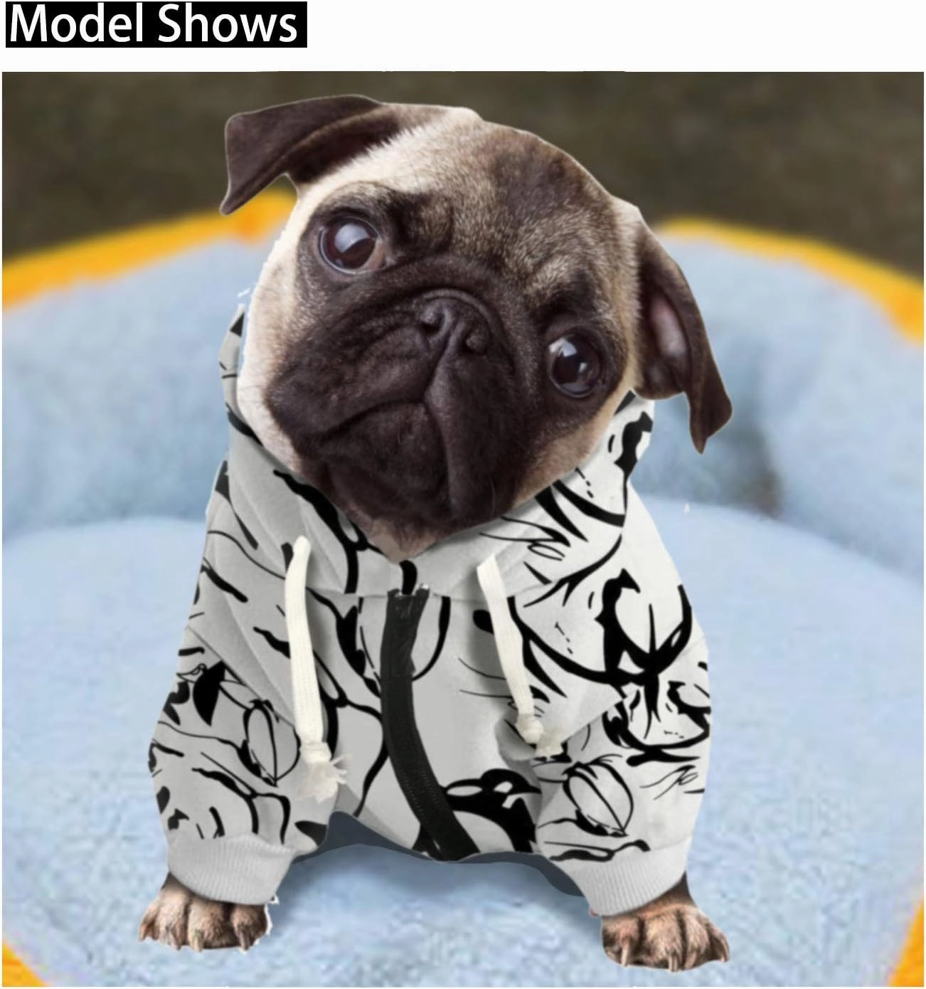 Howilath Dog Hooded Trench Coat Windproof, Fluid Green Abstract Elegant Dog Hoodies Puppy Zipper for Small Medium Large Dogs Doggie Clothes - L