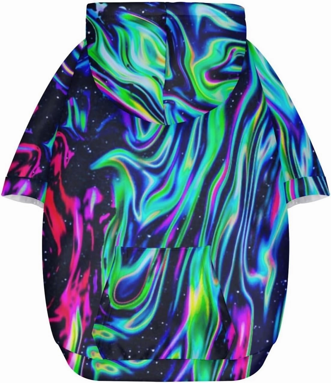 Howilath Dog Hooded Trench Coat Windproof, Fluid Green Abstract Elegant Dog Hoodies Puppy Zipper for Small Medium Large Dogs Doggie Clothes - L
