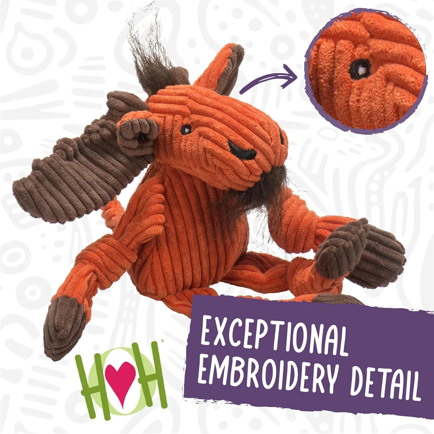 HuggleHounds Knottie Plush Dog Toy - Dog Stuffed Animal Toy, Puppy Toys, Squeaky Dog Toy for Small, Medium & Large Dogs, Durable Plush to Keep Them Busy - Morris Moose, Large