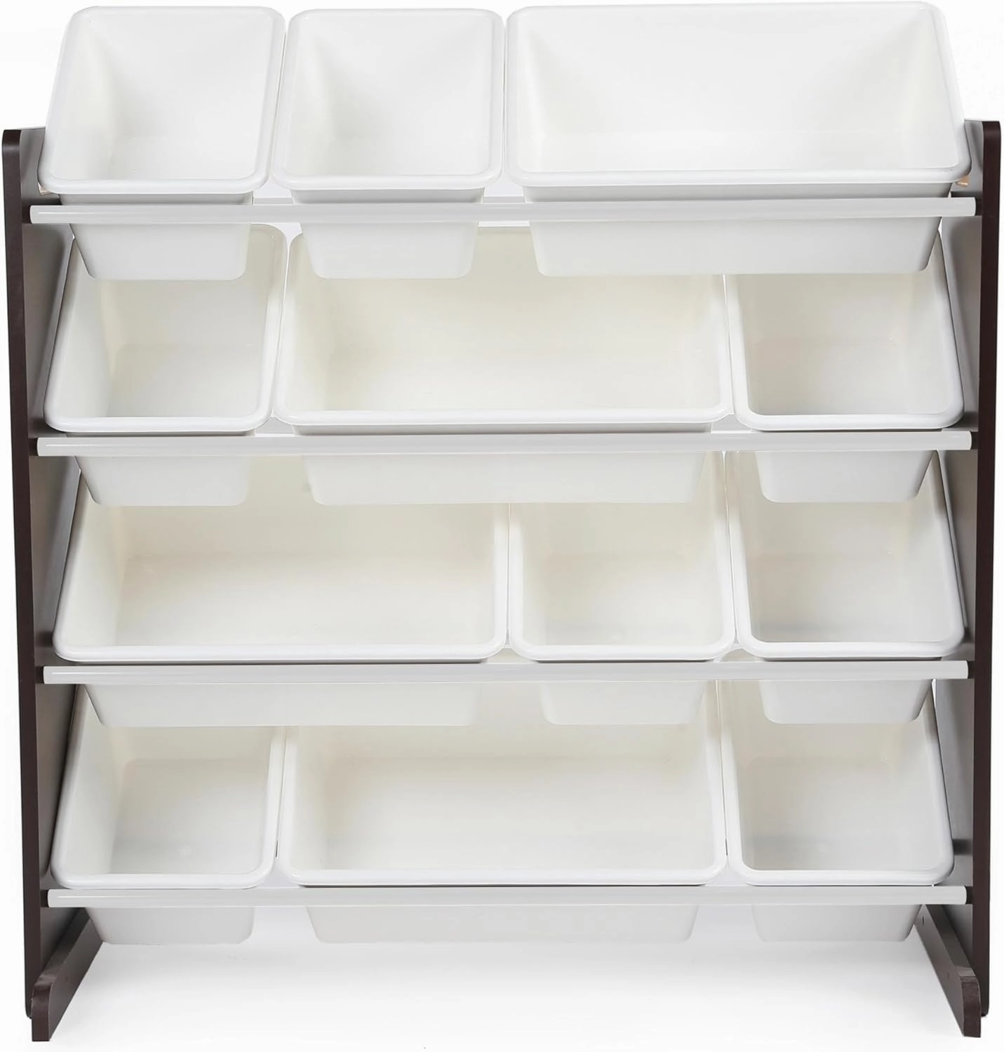 Humble Crew Modern Toy Organizer with 12 Bins, Espresso/White