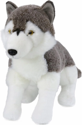 Ice King Bear Lifelike Siberian Wolf Stuffed Animal - Plush Toy - 14 Inches Length (Standing)