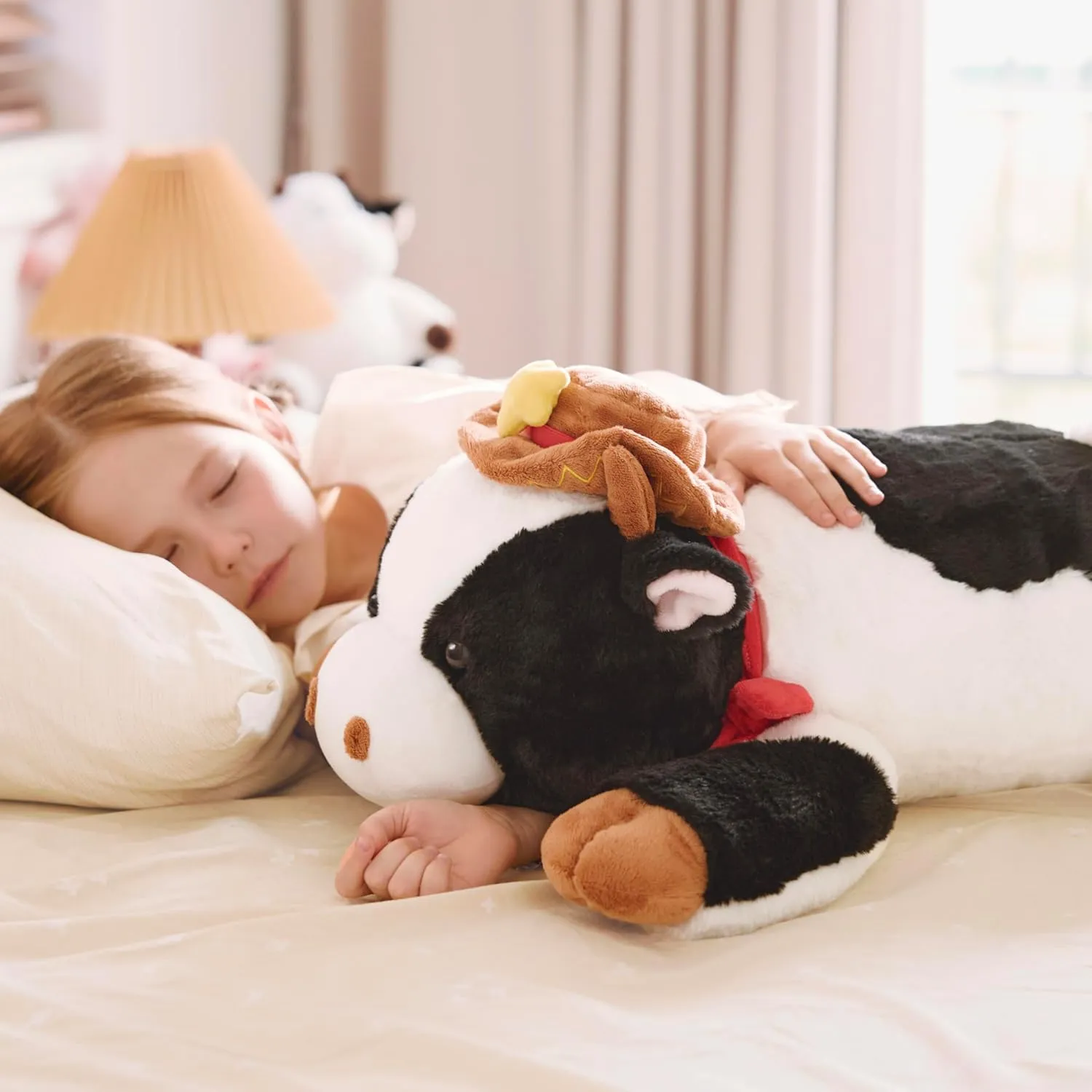 IKASA 5 lbs Weighted Stuffed Animal Cow Plush Toy,26 inches Giant Large Big Jumbo Soft Toys, Huge Size Cute Fluffy Heavy Fat Oversized Plushie,Gifts for Adults Kids Boys Girls