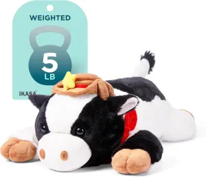 IKASA 5 lbs Weighted Stuffed Animal Cow Plush Toy,26 inches Giant Large Big Jumbo Soft Toys, Huge Size Cute Fluffy Heavy Fat Oversized Plushie,Gifts for Adults Kids Boys Girls
