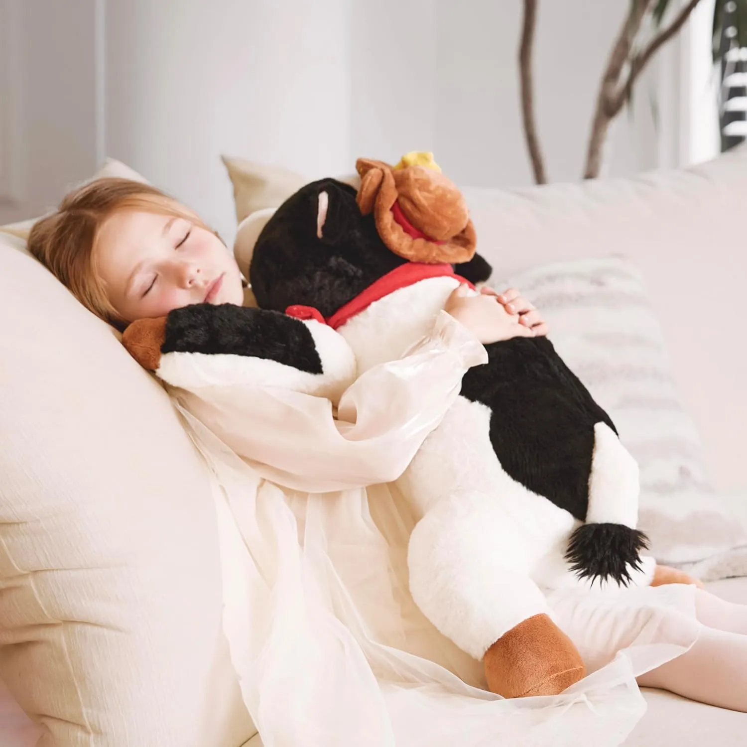 IKASA 5 lbs Weighted Stuffed Animal Cow Plush Toy,26 inches Giant Large Big Jumbo Soft Toys, Huge Size Cute Fluffy Heavy Fat Oversized Plushie,Gifts for Adults Kids Boys Girls
