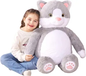 IKASA Giant Cat Stuffed Animal Plush Toy,30" Large Kitten Cute Jumbo Soft Toys, Huge Big Size Fluffy Plushy Fat Oversized Plushie,Gifts for Kids